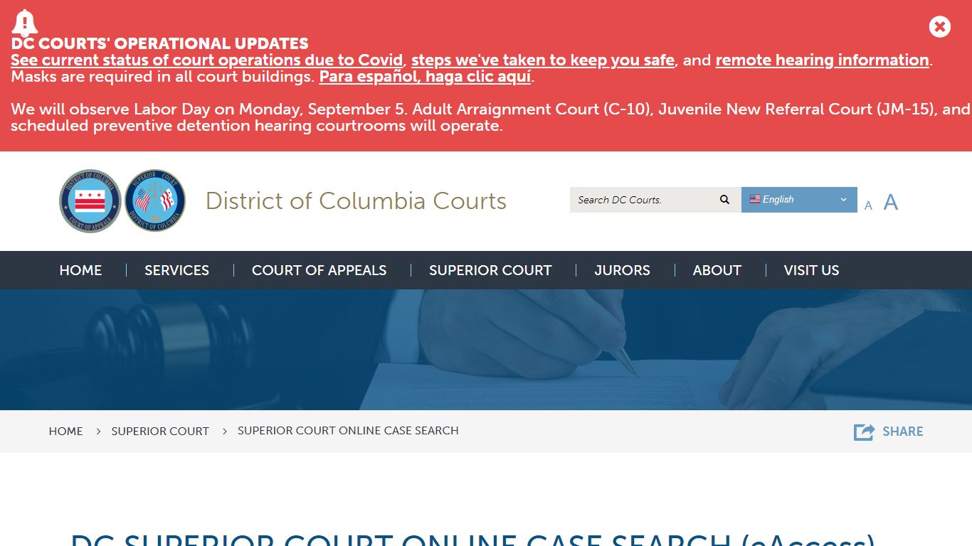 Superior Court Online Case Search | District of Columbia Courts